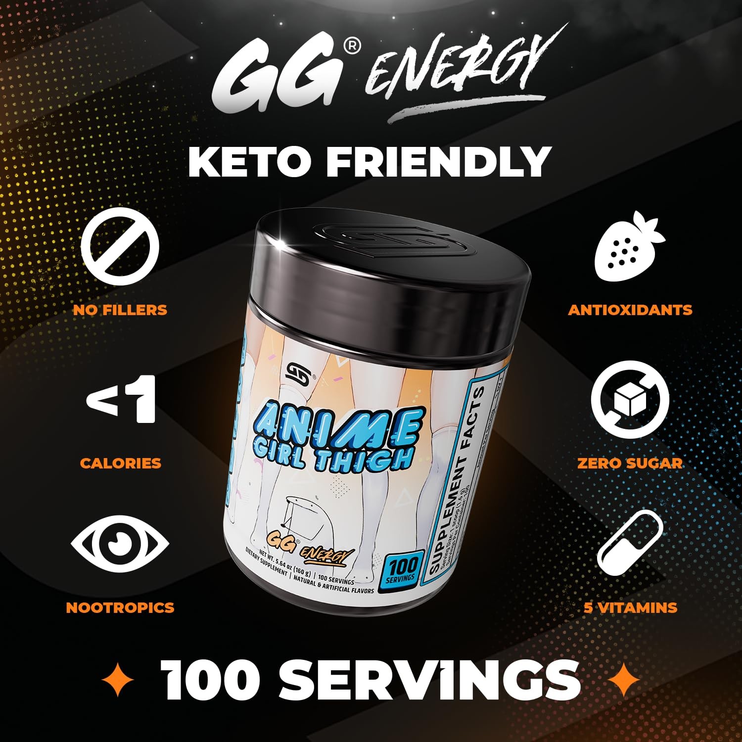 Gamer Supps GG® Energy – Anime Girl Thigh (100 5.64 Ounce (Pack of 1)