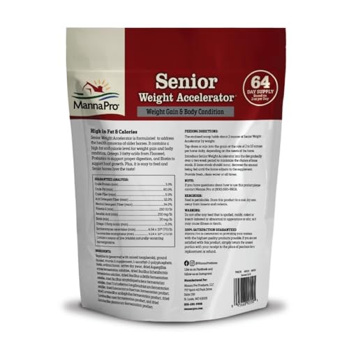 Manna Pro Senior Horse Weight Gain Supplement with Omega-3 & Flaxseed – 8 lb
