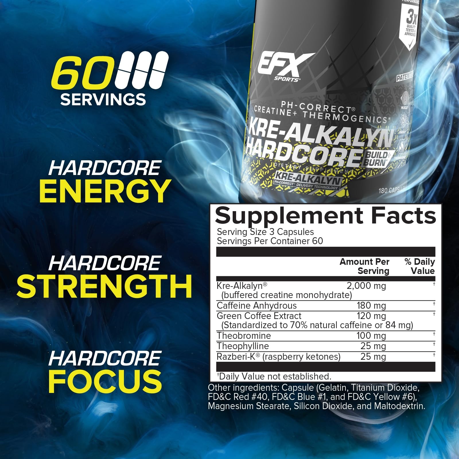 Kre-Alkalyn Hardcore | Thermogenic pH Correct Creatine Monohydrate Pill Suppl…