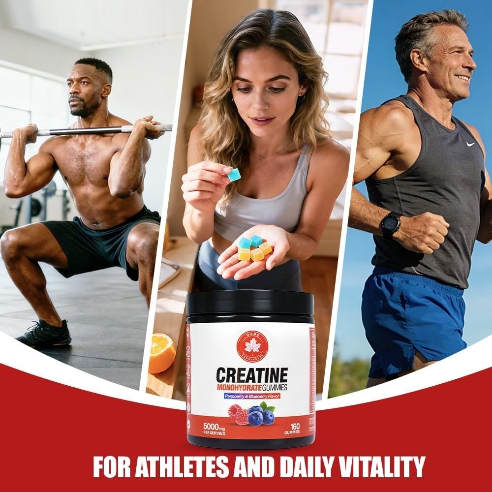 99.9% Creatine Monohydrate Gummies 5000mg for Men & Women with Taurine & B12,160