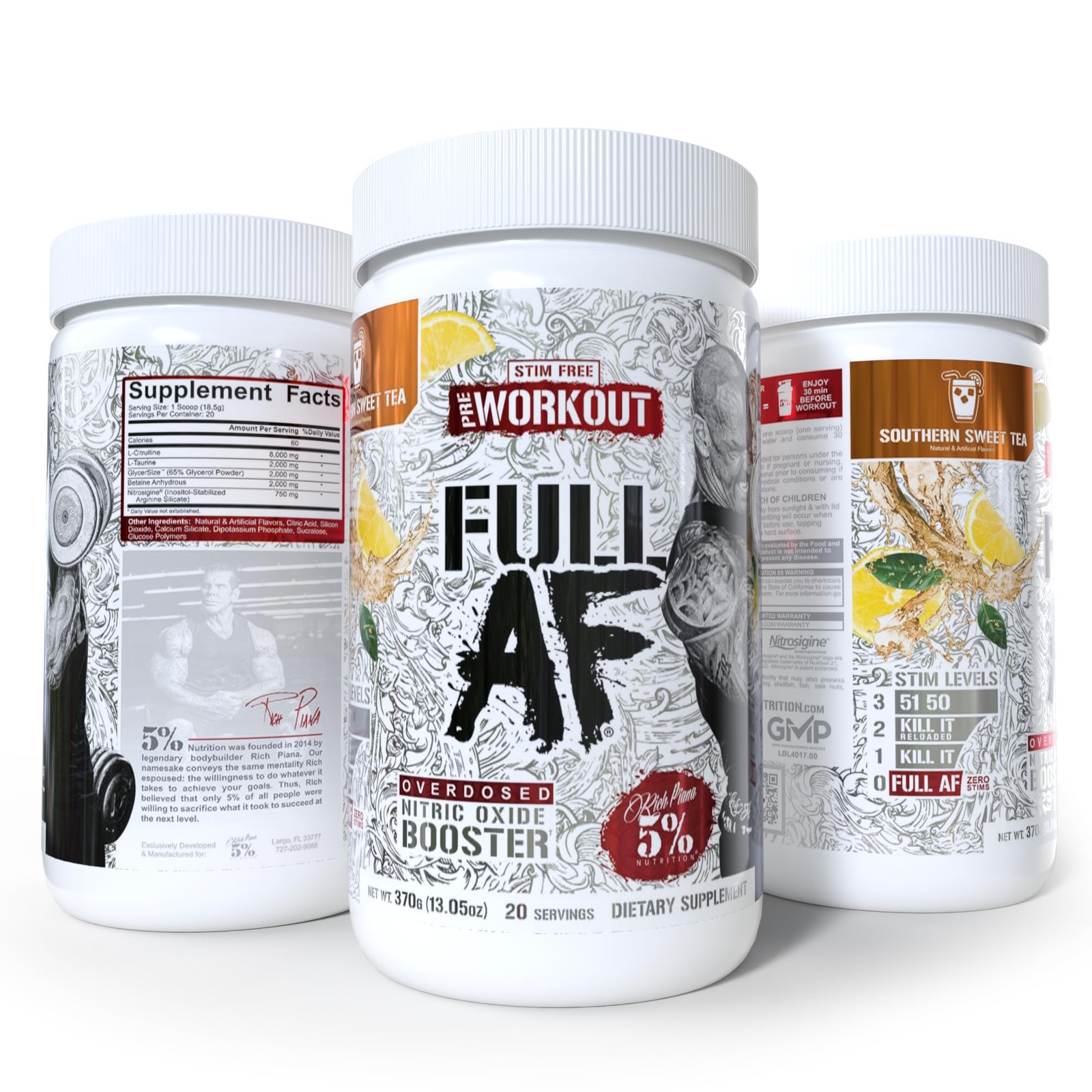 5% Nutrition FullAF Stim-Free Pre-Workout Powder – L-Citrulline, Nitrosigine, Pu
