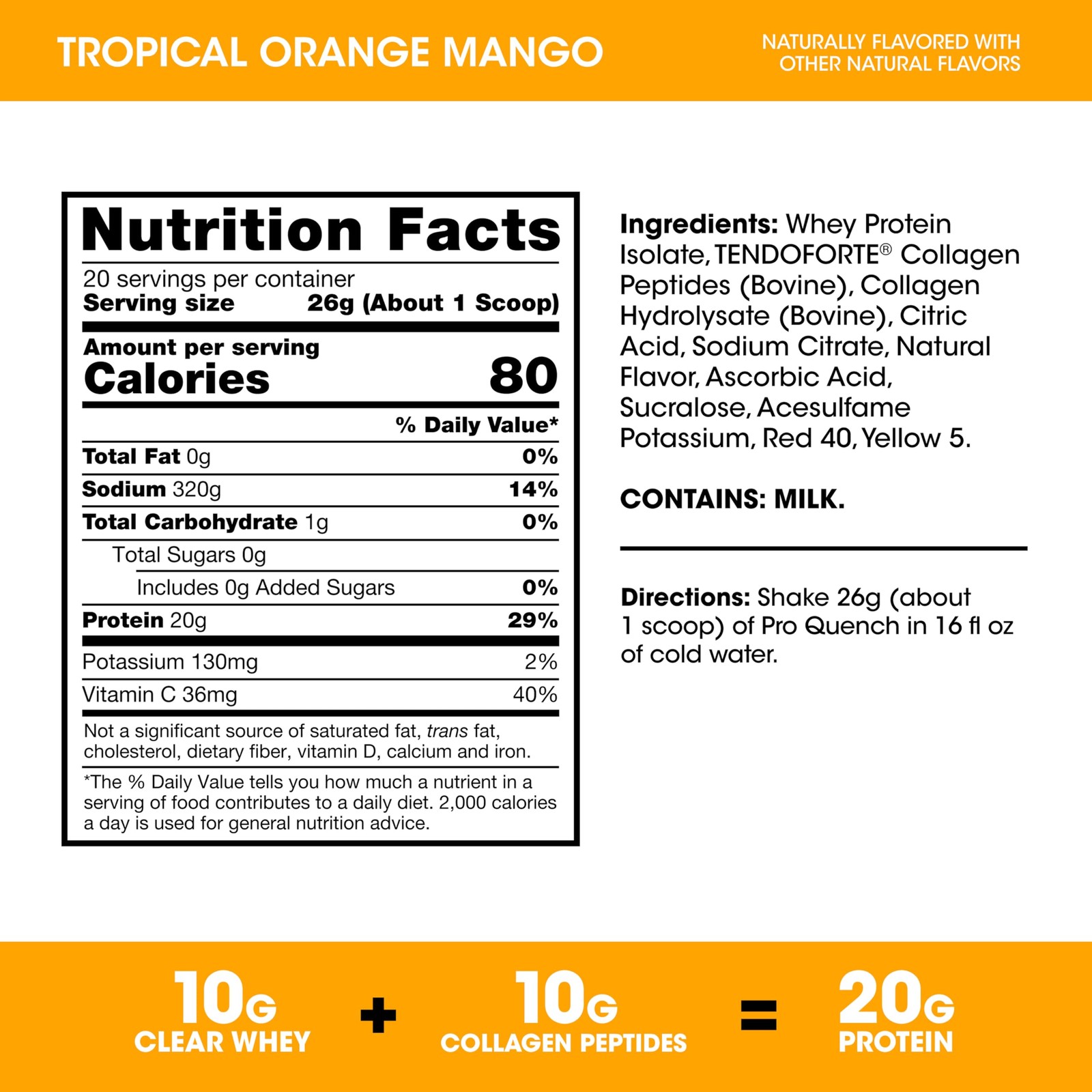 Optimum Nutrition Pro Quench 10G Clear Protein 10G Collagen Powder Drink Mix