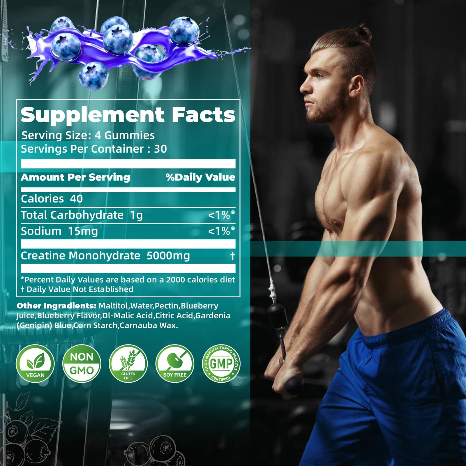 NSF Certified Creatine Gummy – Creatine Monohydrate Gummies for Men & Women-5…