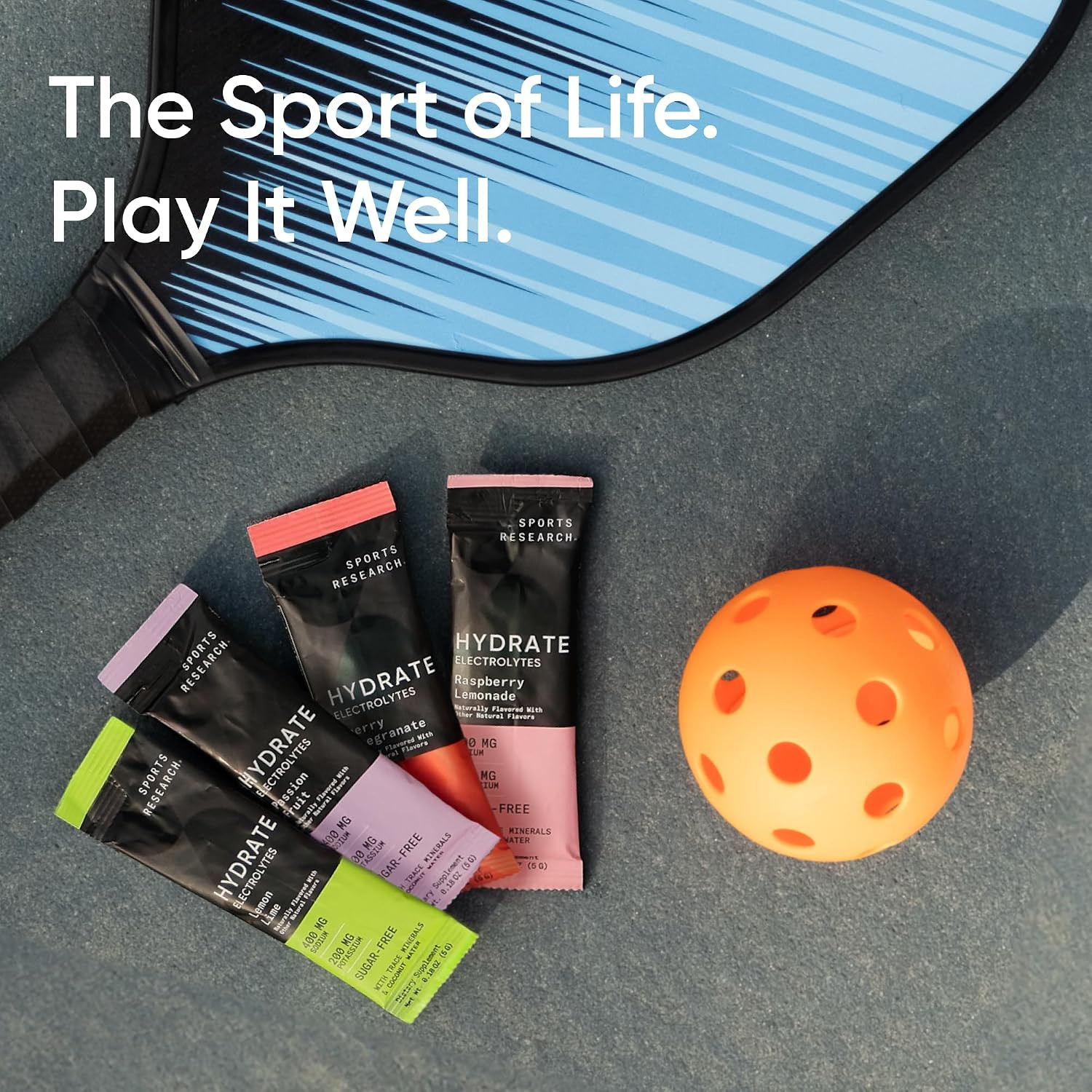 Sports Research® Hydrate Electrolytes Powder Packets – Sugar-Free & Naturally Fl