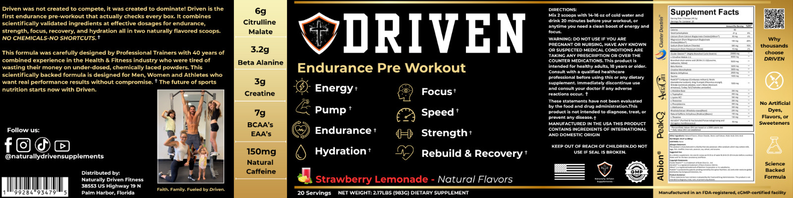 Driven Natural Pre Workout – Clean Energy, Endurance & Focus | No Jitters, Vegan