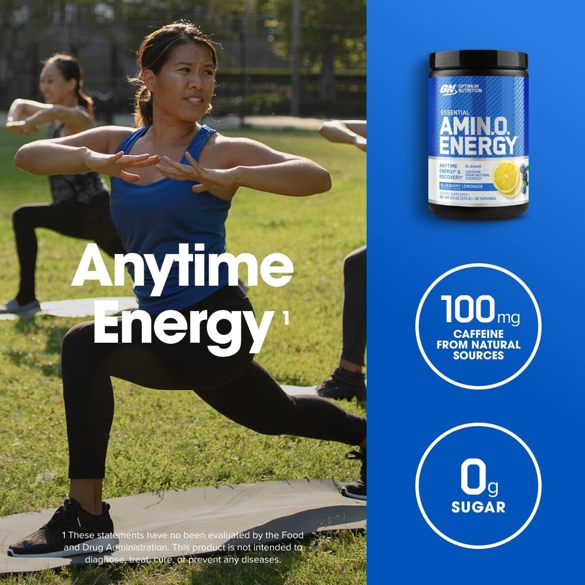 Keto-Friendly Amino Energy Powder with BCAAs – 30 Servings Blueberry Lemonade