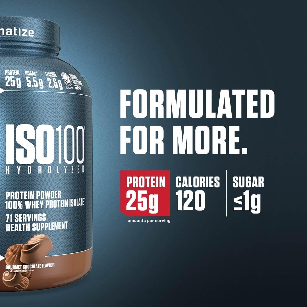 Dymatize ISO100 Hydrolyzed Whey Protein Chocolate 25g Protein 5lb Gluten-Free