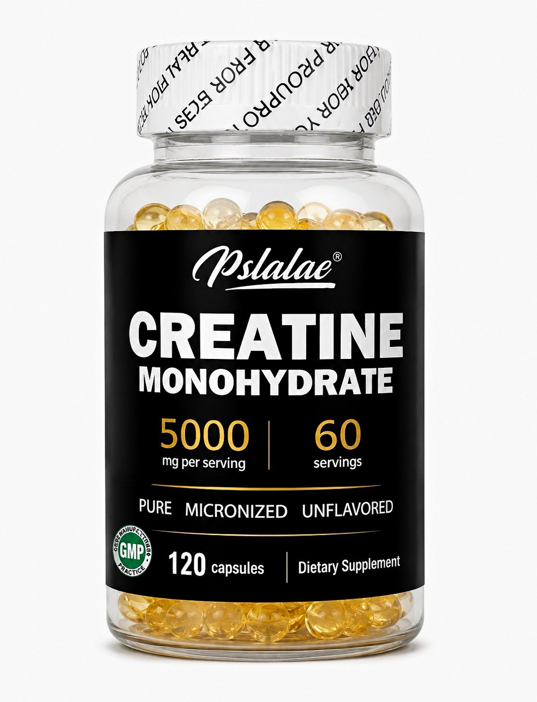 Pslalae Creatine Monohydrate 5000mg Micronized Unflavored 120 Capsules