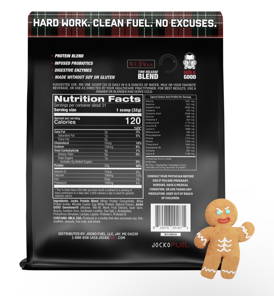 Jocko Protein Powder Mölk 22G Protein Blend-Gingerbread Cookie Flavor-2lbs