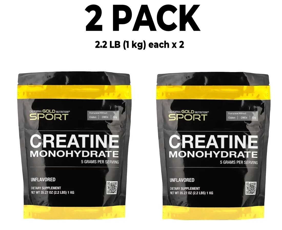 California Gold Nutrition, 2 PACK Creatine Monohydrate, Unflavored, 2.2 lbs 1 kg