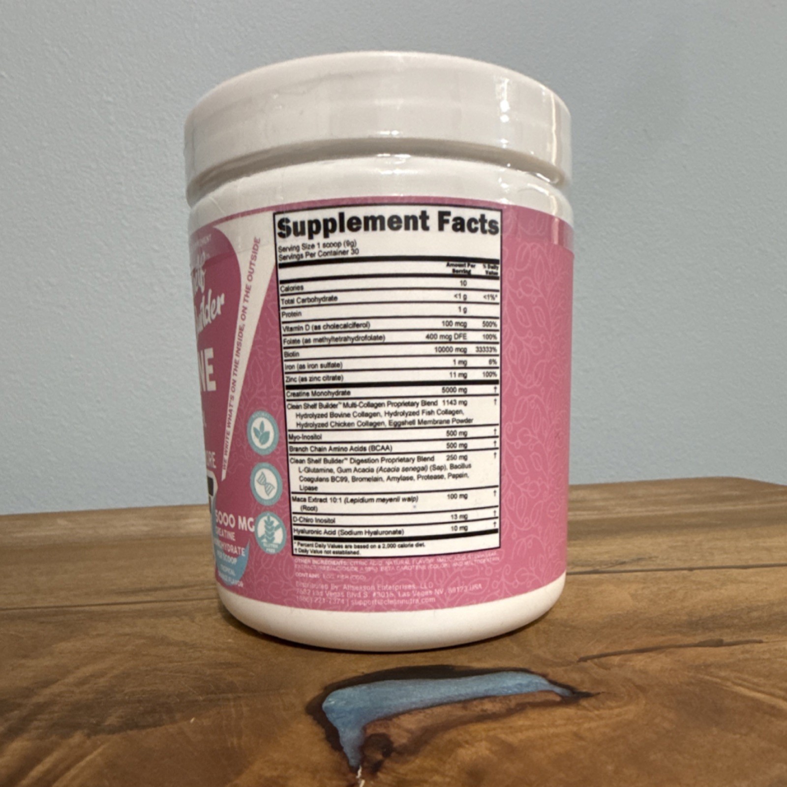 Clean Nutra Creatine Monohydrate Powder Women 5000mg Collagen 30 Servings