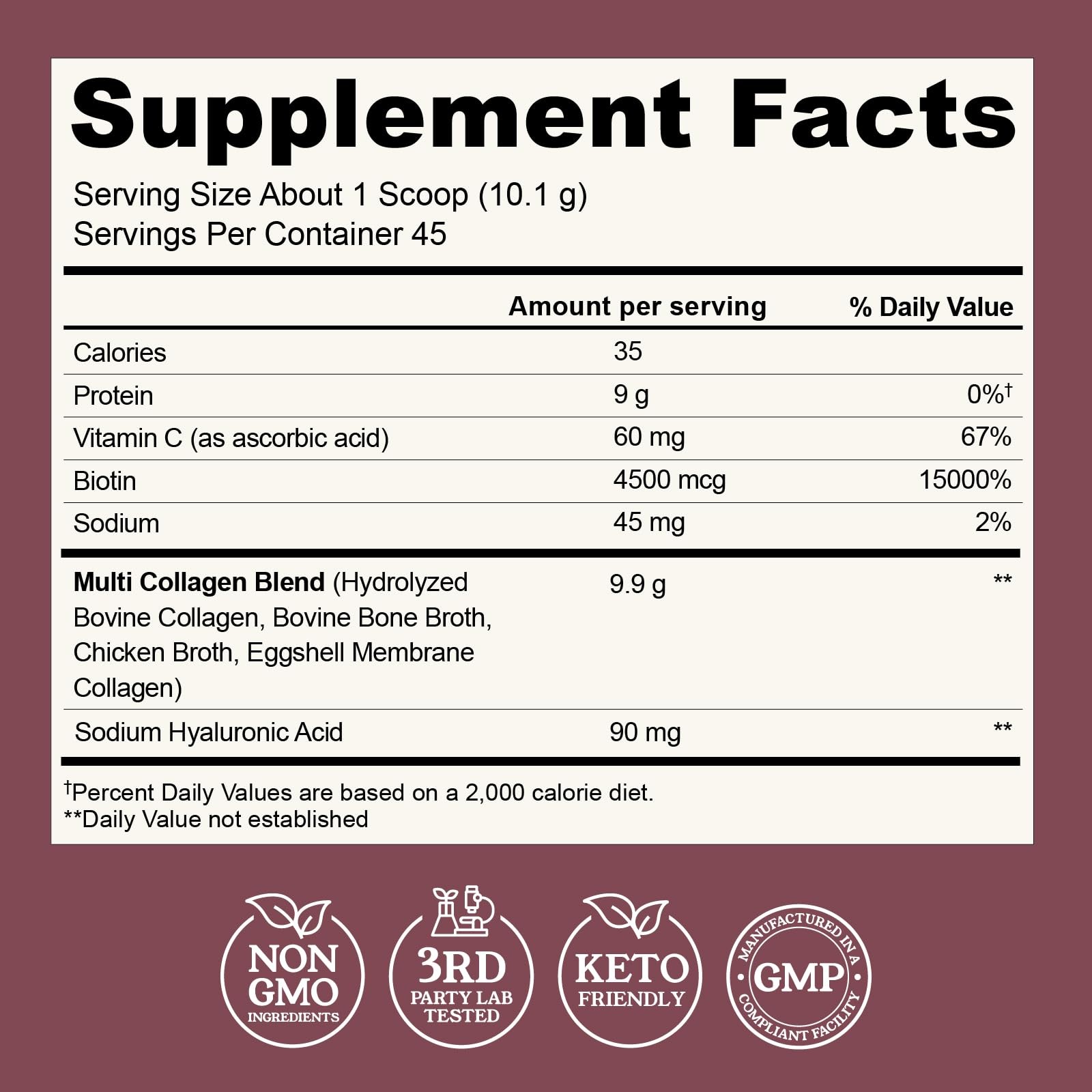 Multi Collagen Peptides Powder Types I, II, III, V, X 1 Pound (Pack of 1)