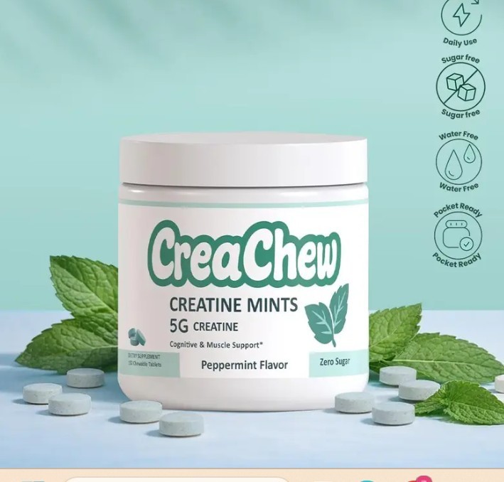CreaChew Creatine Mints Peppermint 5g Creatine 150 Count