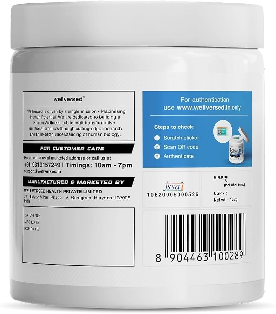 Wellcore Pure Micronised Creatine Monohydrate Enhanced Muscle strength 122 gms