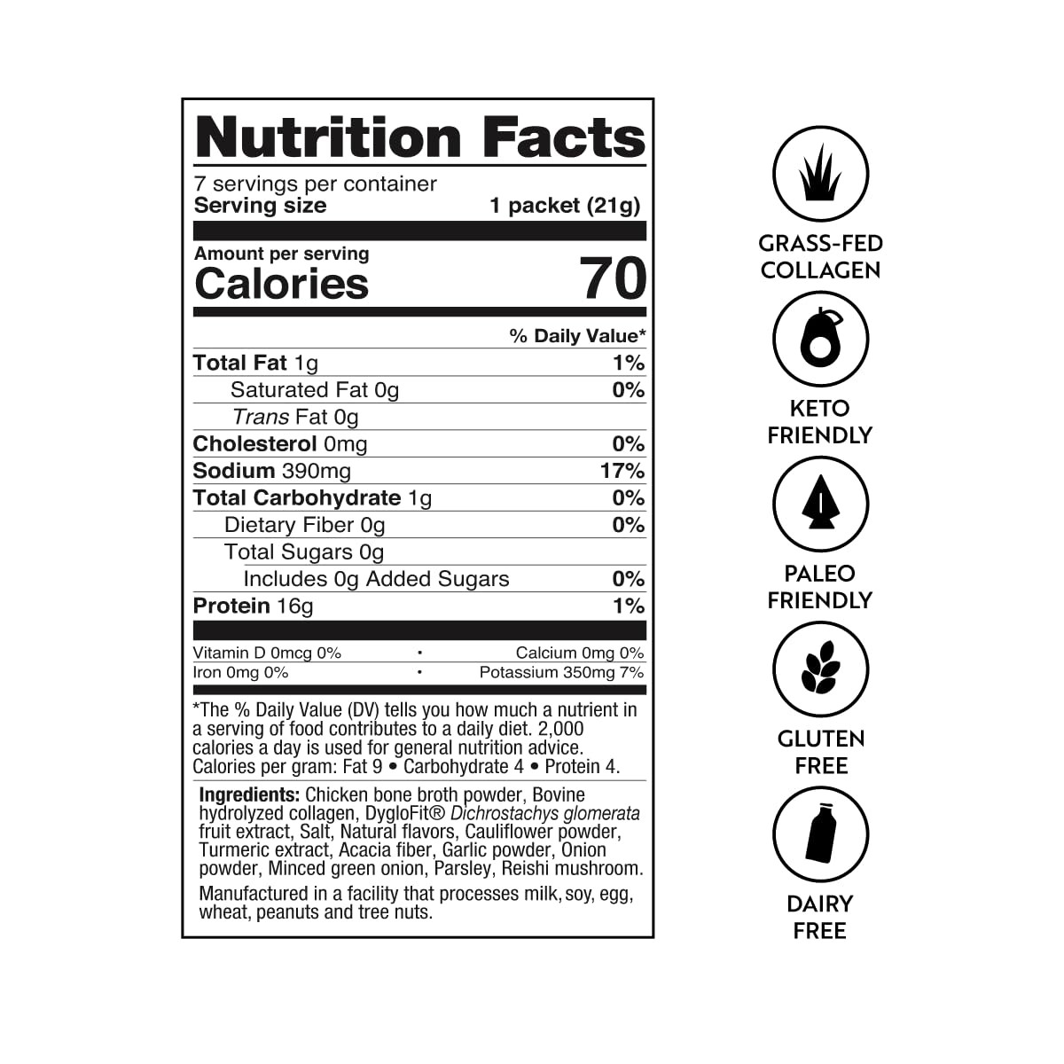 Dr. Kellyann Fast Track Bone Broth Packets (7 Servings) – 7 Count (Pack of 1)