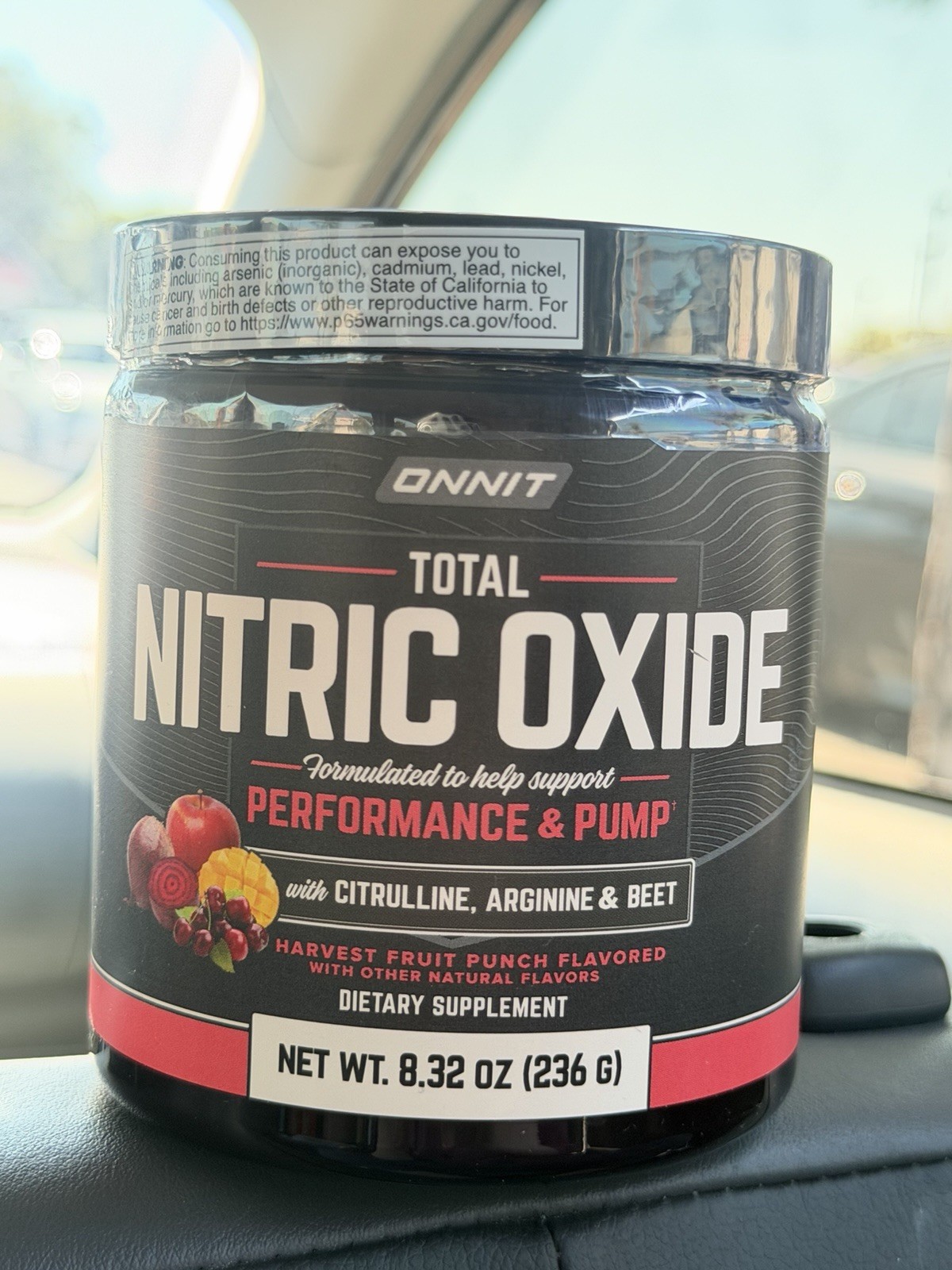 Onnit Total Nitric Oxide Harvest Fruit Punch 8.32 oz Performance Exp 07/2027
