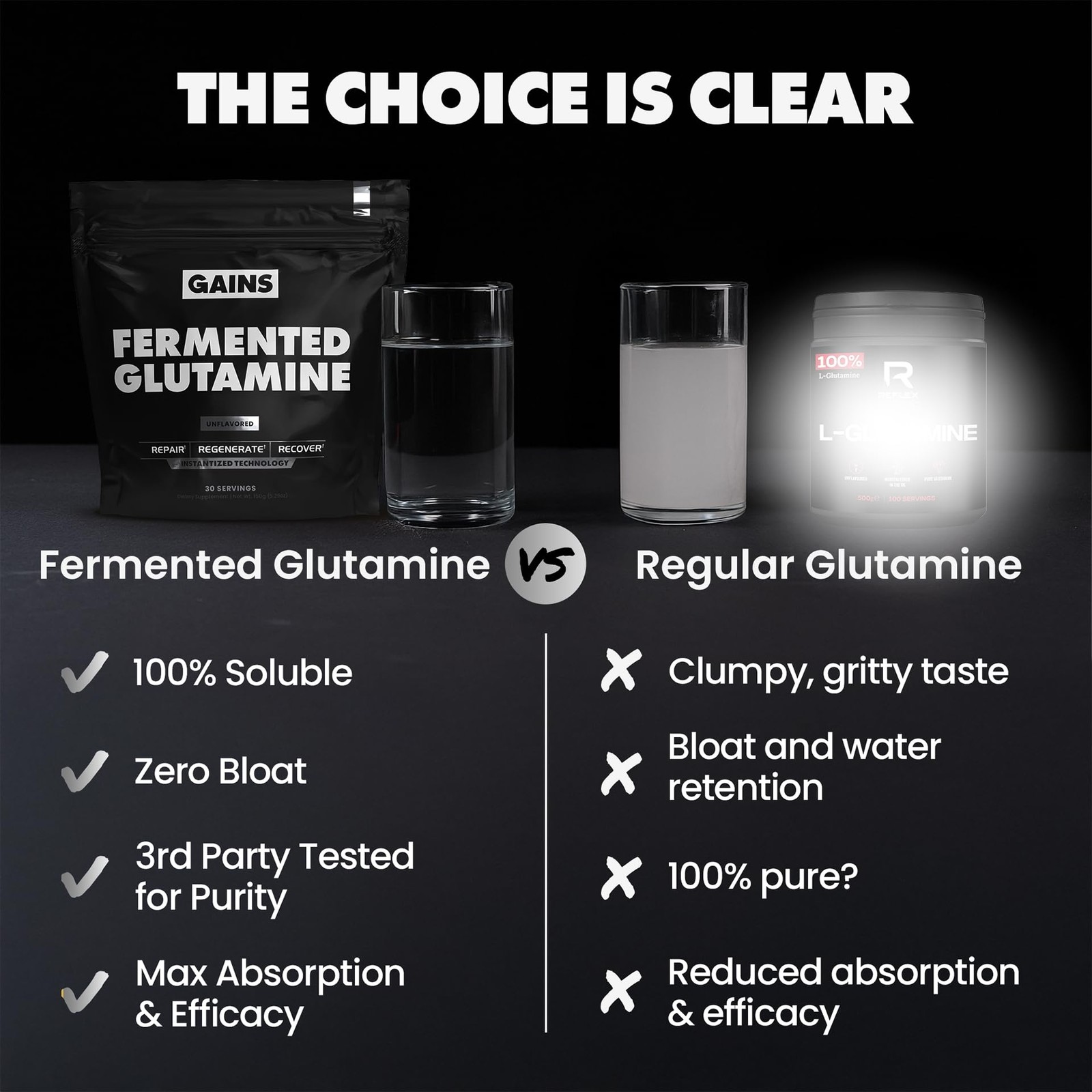 Gains in Bulk LGlutamine, Gluten Free Glutamine Powder for Muscle Recovery an…