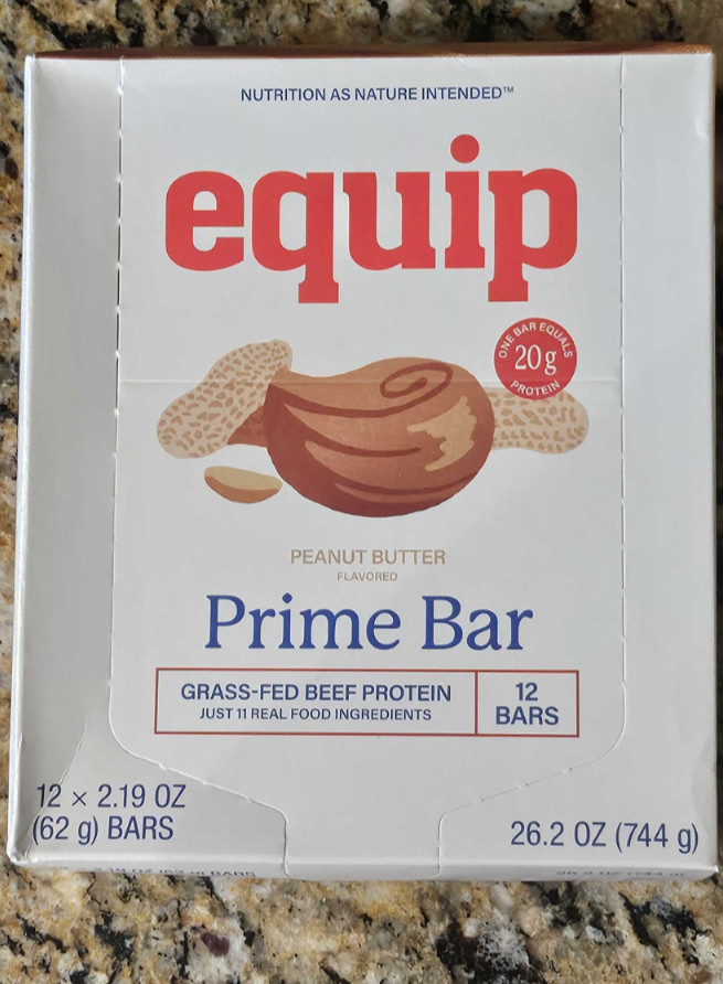 Equip Prime Bar Peanut Butter Grass-Fed Beef Protein Bars 12 Pack 20g Protein