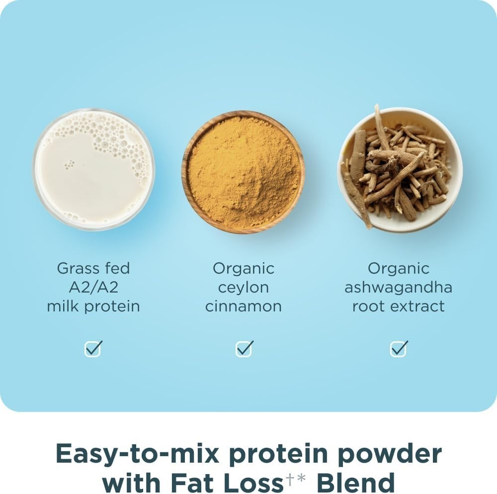 Ancient Nutrition Grass Fed Whey Protein Powder Vanilla Cinnamon 23g Fat Loss