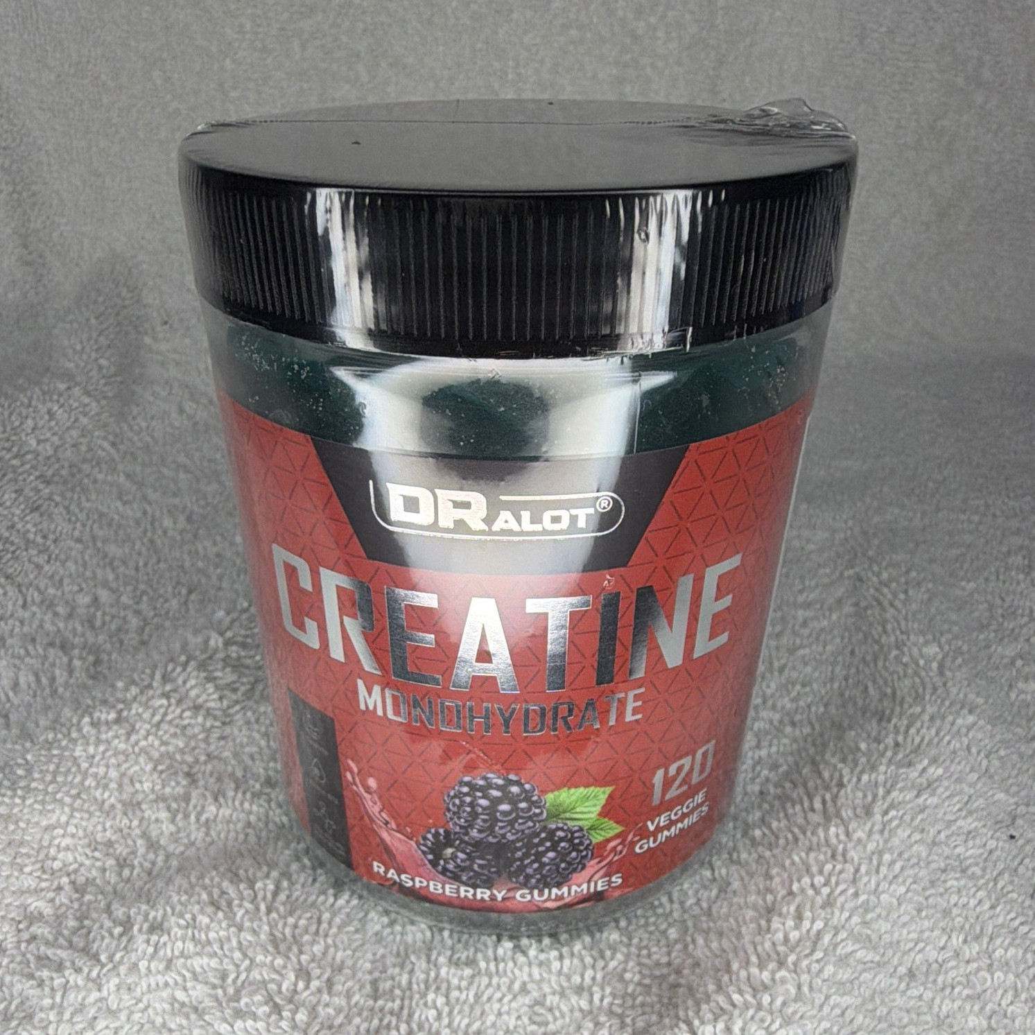 DRALOT Creatine Monohydrate Gummies Raspberry 2000mg 120 ct Vegan
