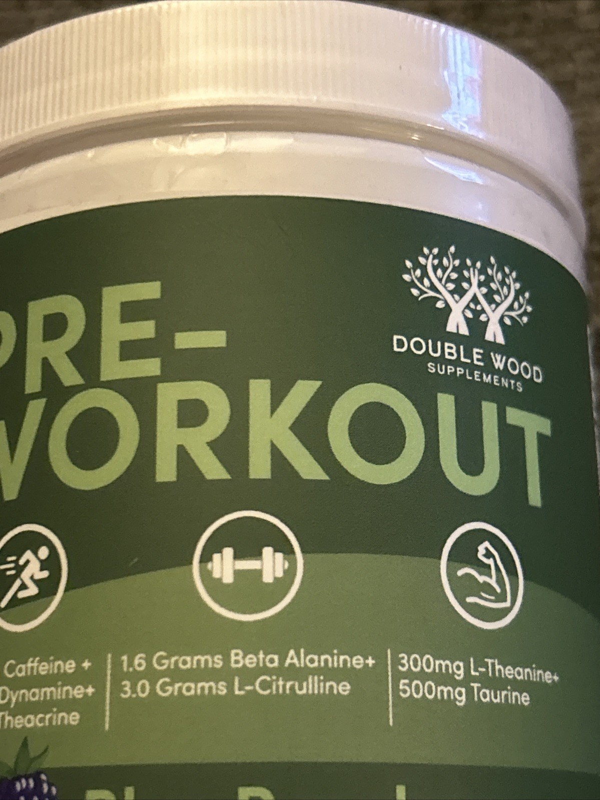 New Double Wood Supplement Pre Workout Powder Blue Raspberry 9.14oz 30 Servings