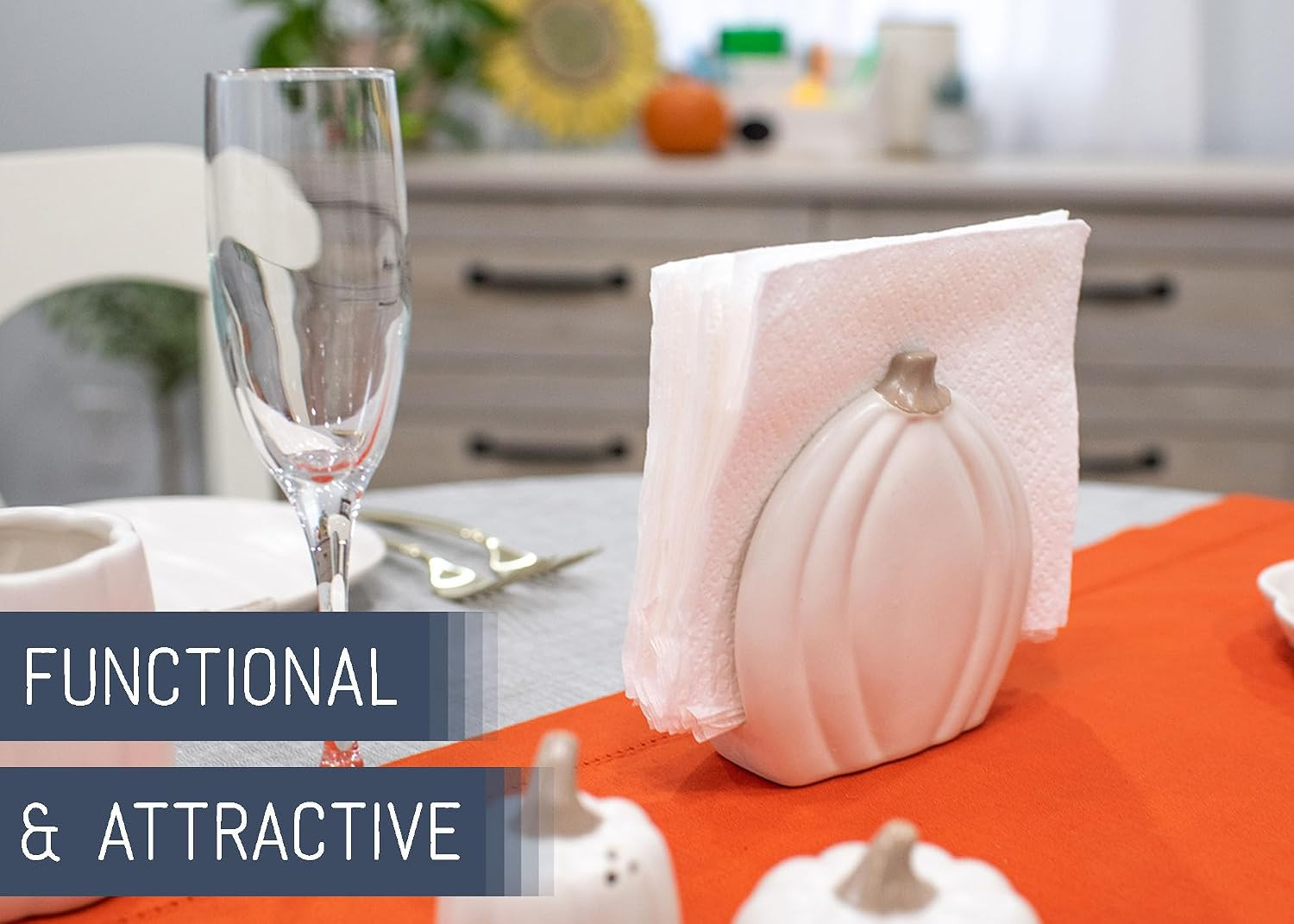 Nat & Jules Pumpkin Shaped Standard Size Ceramic Napkin Holder: Perfect for Your
