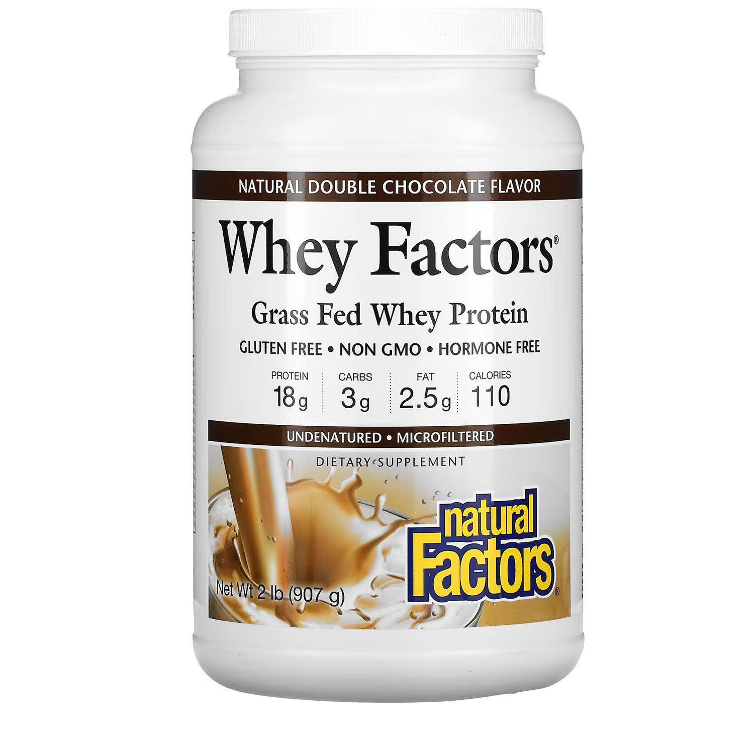 Natural Factors, 100% Natural Whey Protein, Double Chocolate, 32 Ounces
