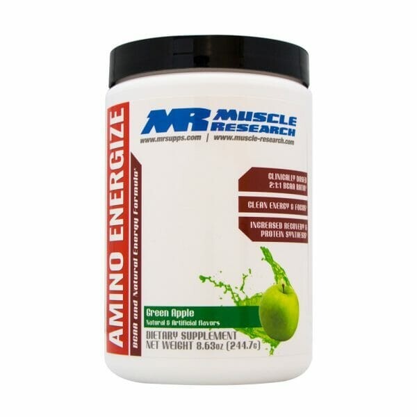 Muscle Research- Amino Energize Green Apple: 8.63oz, Amino acids, Natural Energy