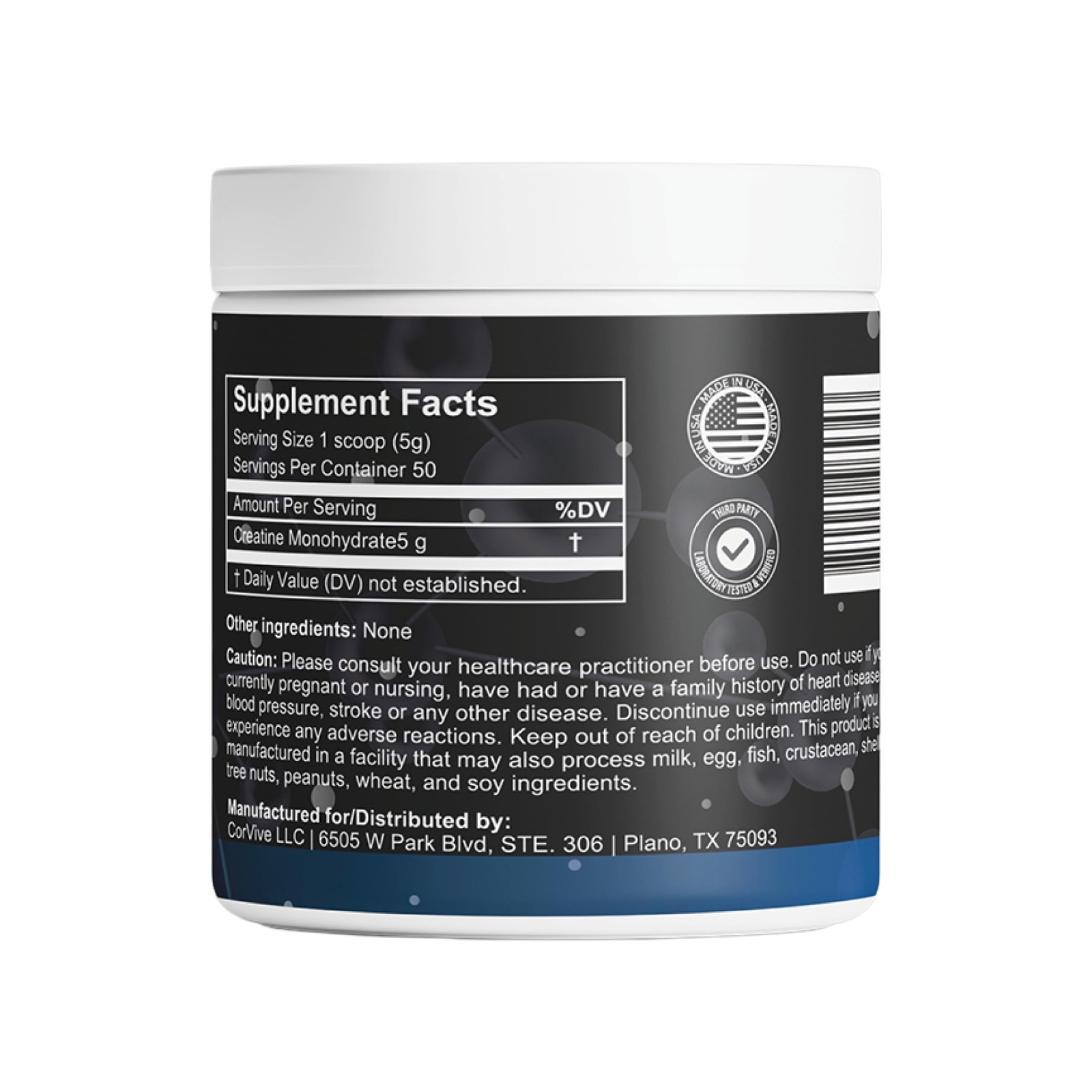 Pure Unflavored Creatine Monohydrate Powder – Vegan, Gluten-Free, Non-GMO – 50 S