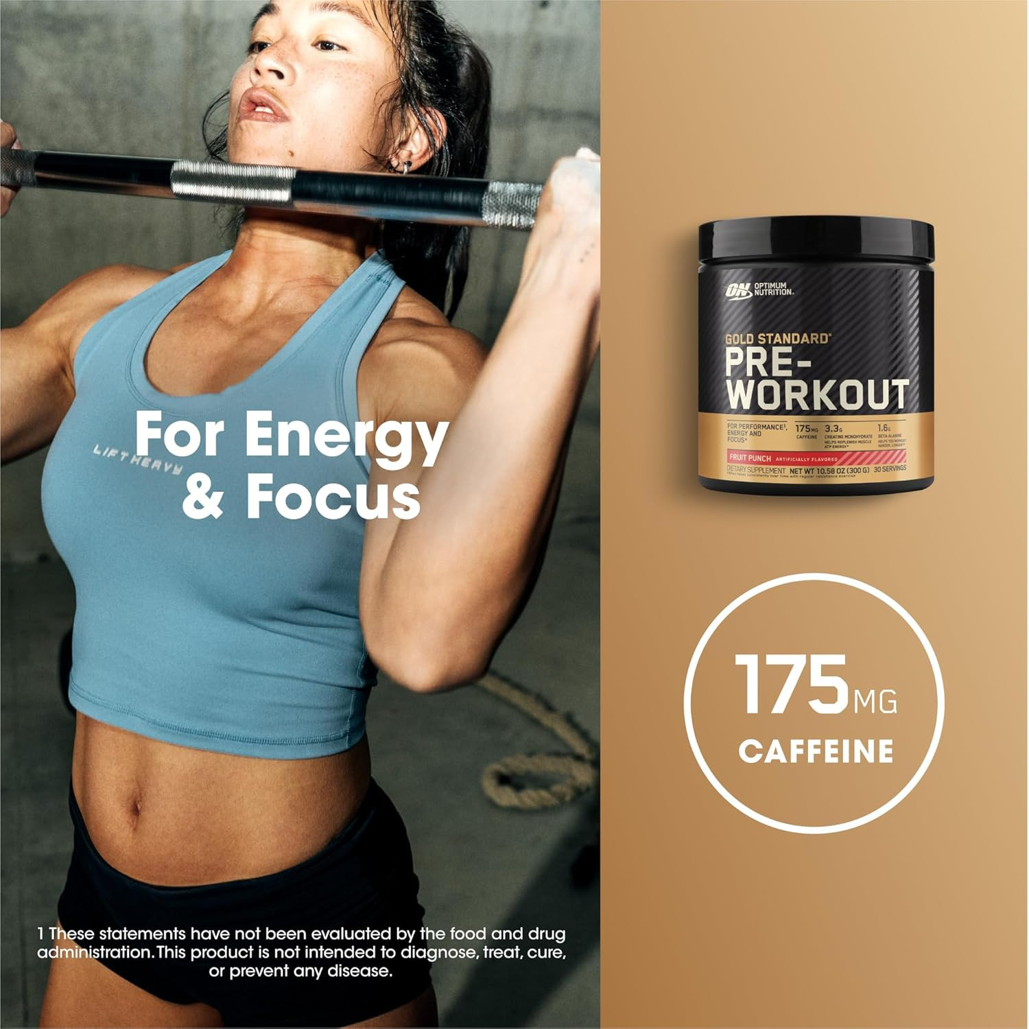 Gold Standard Pre-Workout with Creatine, Beta-Alanine, and Caffeine for Energy,