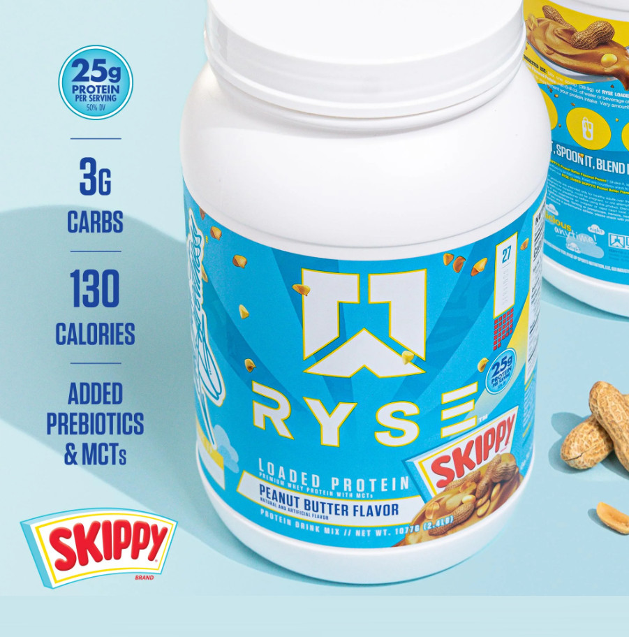 RYSE Loaded Protein Powder – Skippy Peanut Butter – 27 Servings