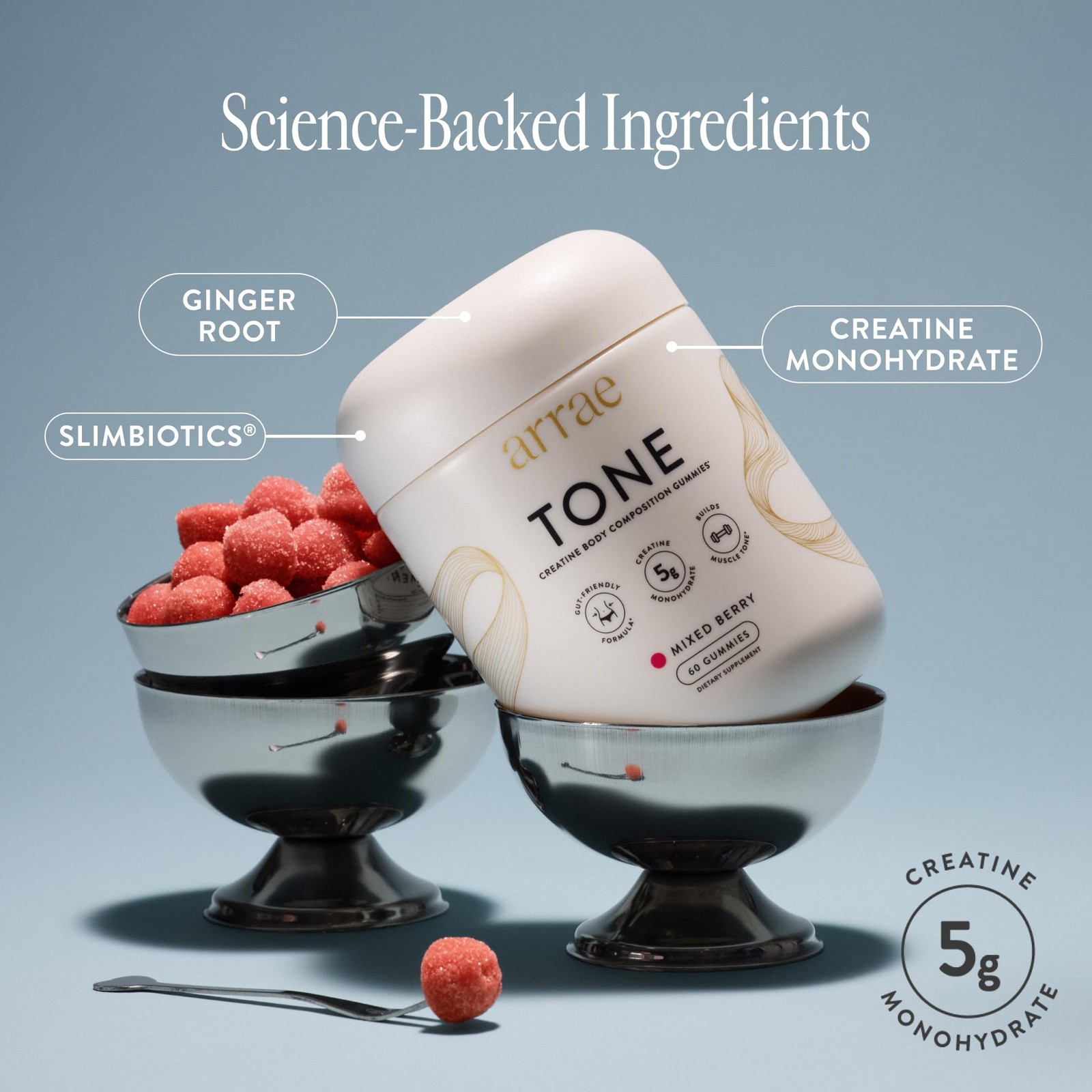 Tone Gummies – Creatine Monohydrate for Women – Support Lean Muscle, Strength…
