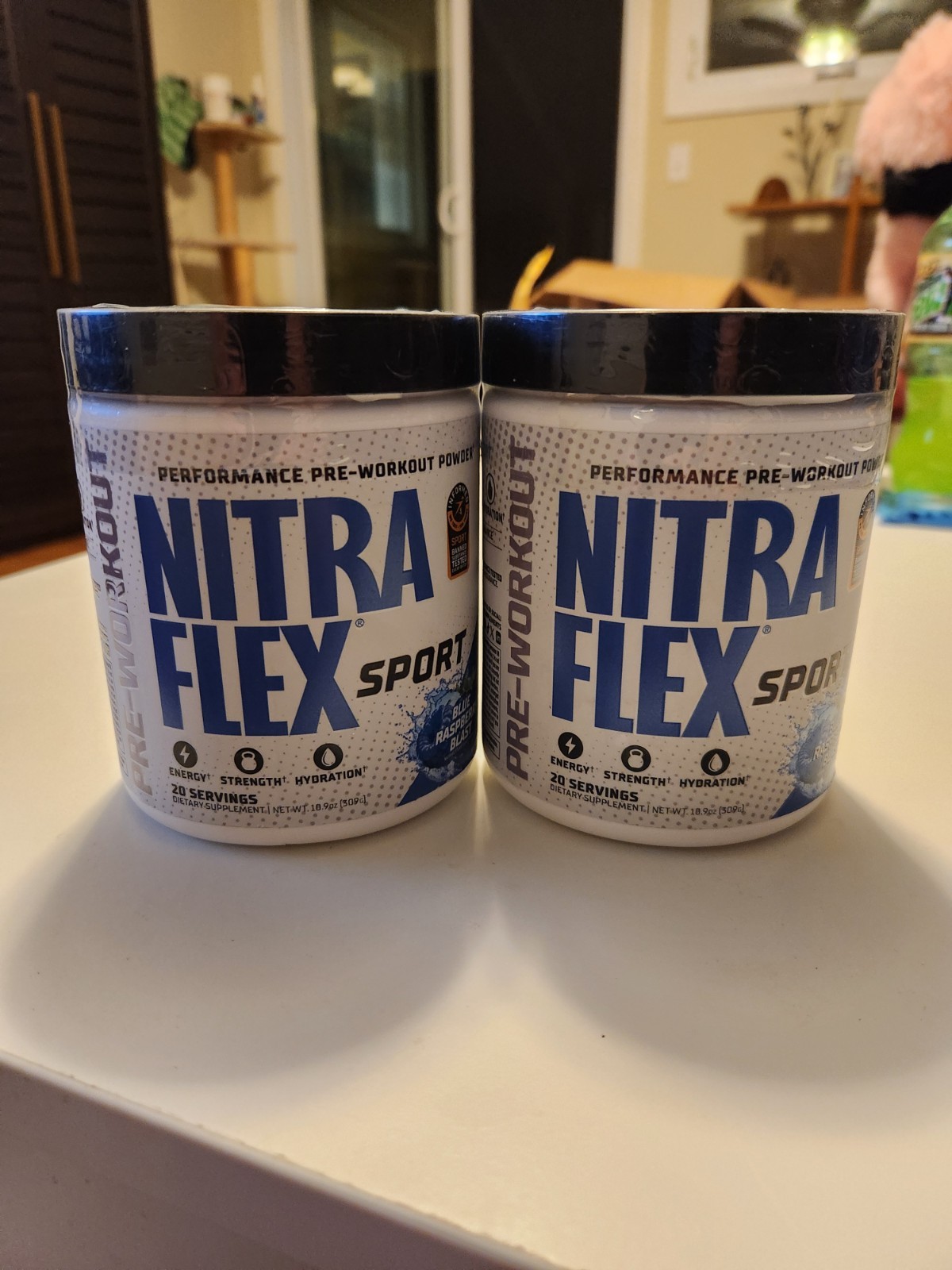 Nitraflex Sport Pre-Workout Powder 20 Servings Each Blue Raspberry Blast 2 Jars