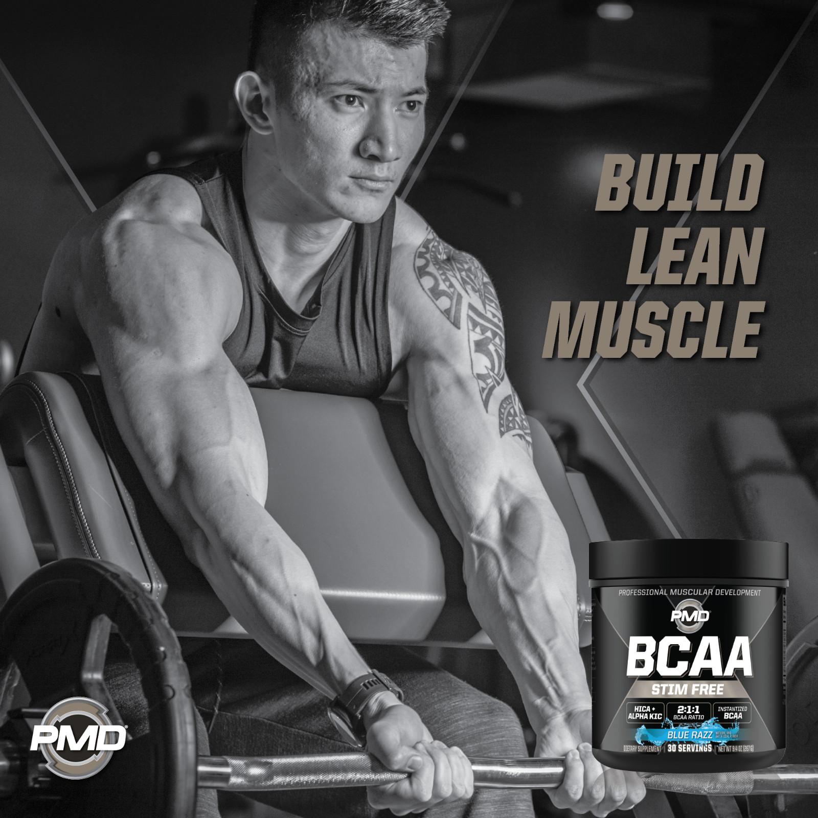 PMD BCAA Stim Free Amino Acids for Performance & Recovery – Blue Razz (30 Serve)