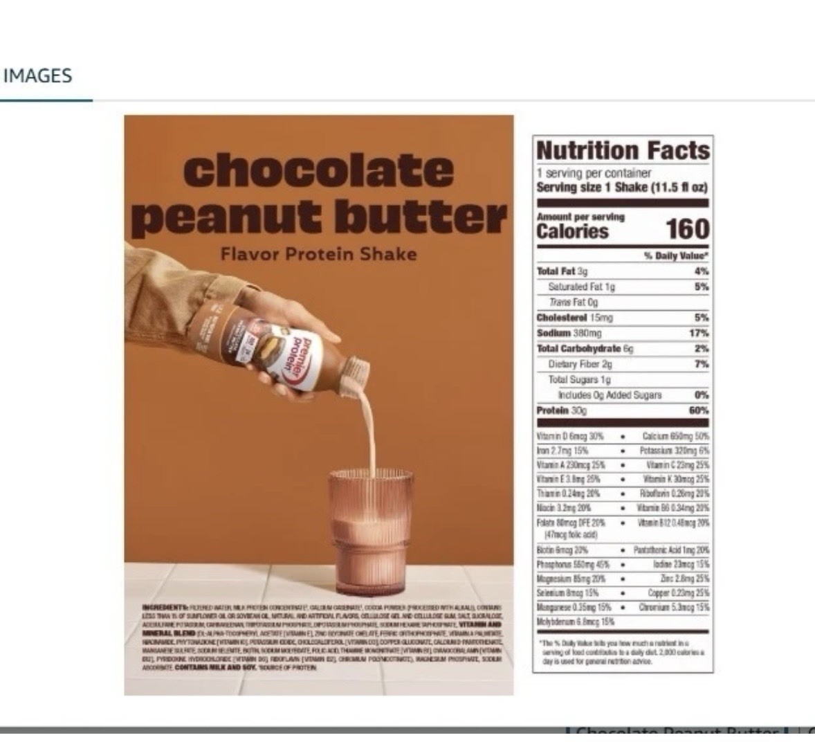 Premier Protein Chocolate Peanut Butter Shake, 12 Pack 11.5 fl oz Gluten-Free