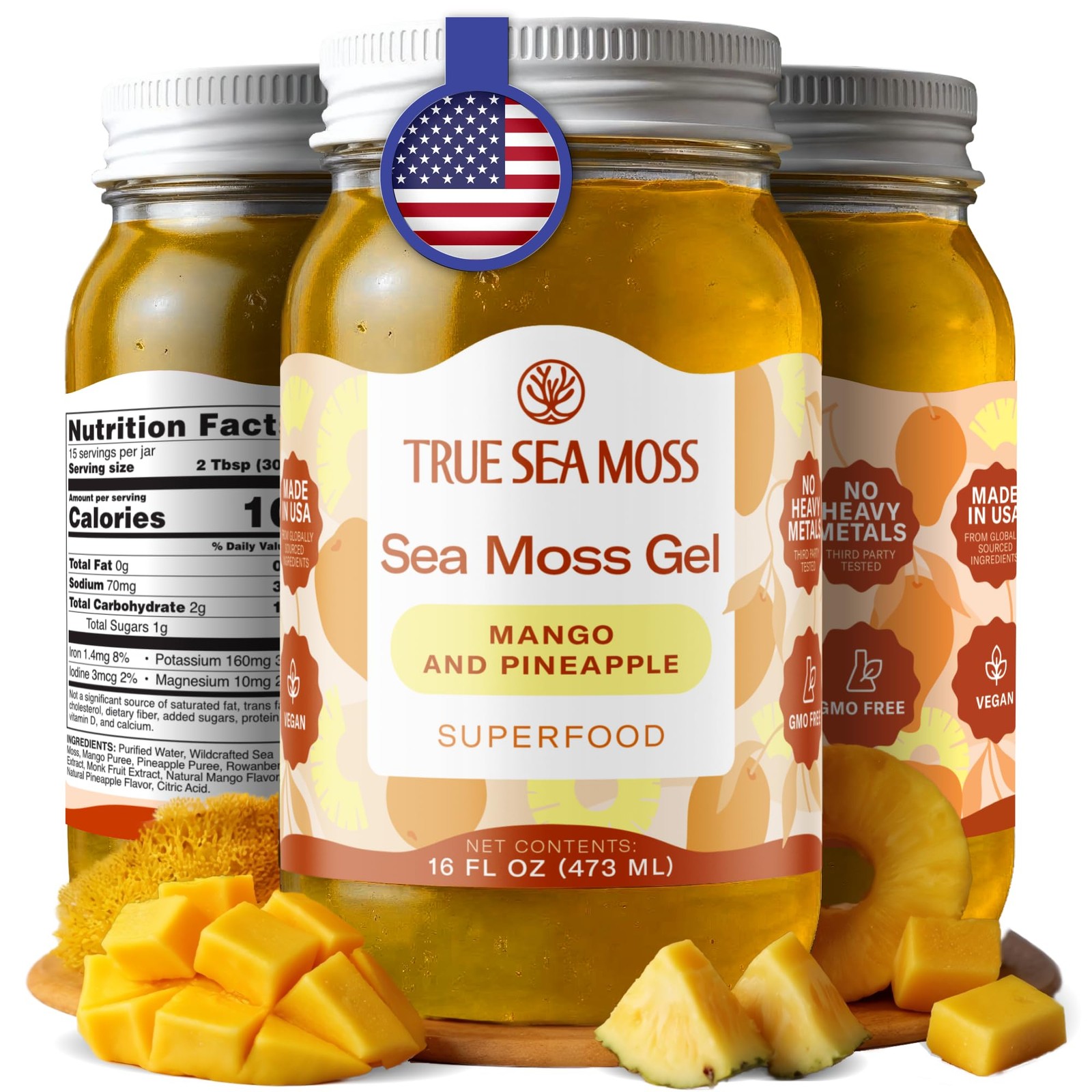 TrueSeaMoss Sea Moss Gel – Made in USA – Wildcrafted Seamoss, Fruits & Jarred…