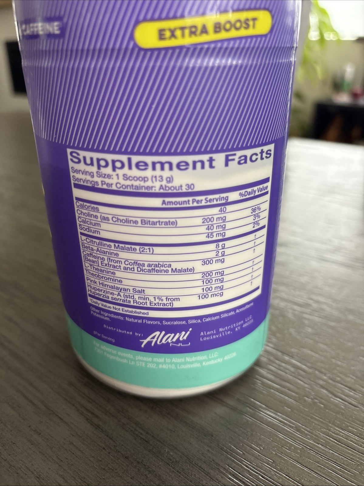 Alani Nu Extra Boost Pre Workout Frozen Lemonade Flavor 30 Servings