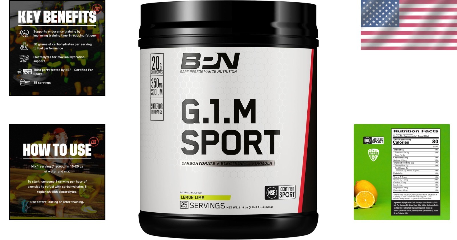 Lemon Lime Performance Booster – BPN G.1.M Sport, Reduce Fatigue, 25 Servings