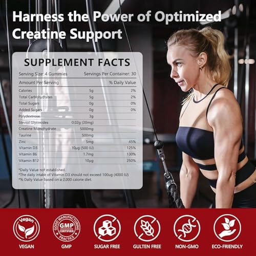 Creatine Monohydrate Gummies 5000mg Pre-Workout Muscle Support 120pc