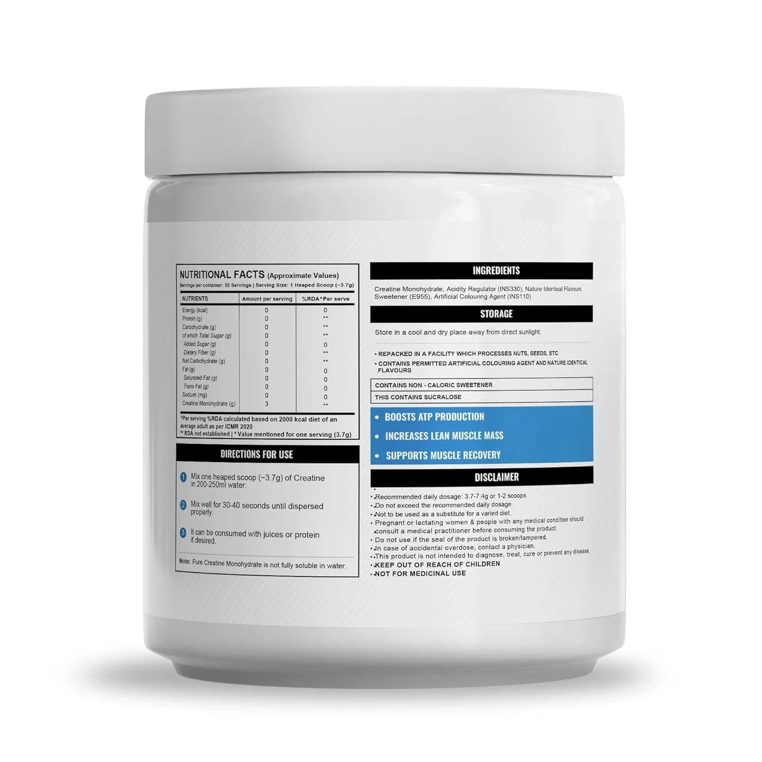 Wellcore Micronised Creatine Monohydrate Powder Tropical Tango Flavour 122g