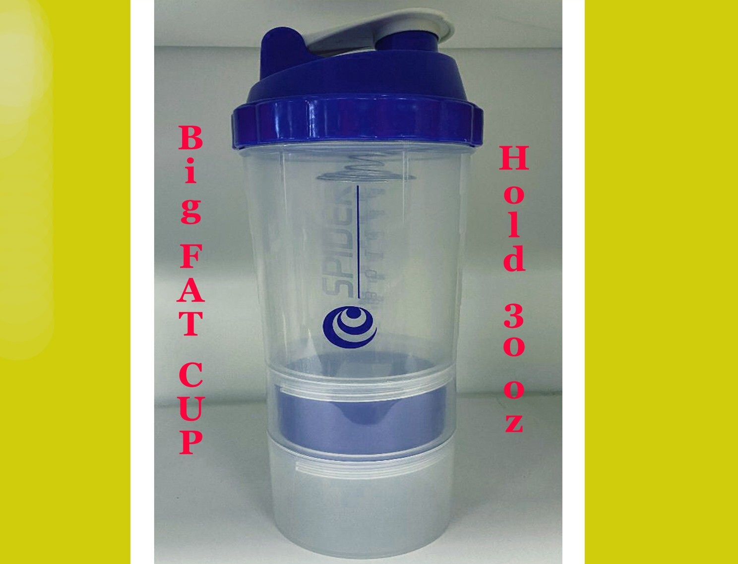 Spider BiG Fat Maxi Shaker Bottle Clear/Blue -Scale:25 oz (Cup HOLD: 30 oz)