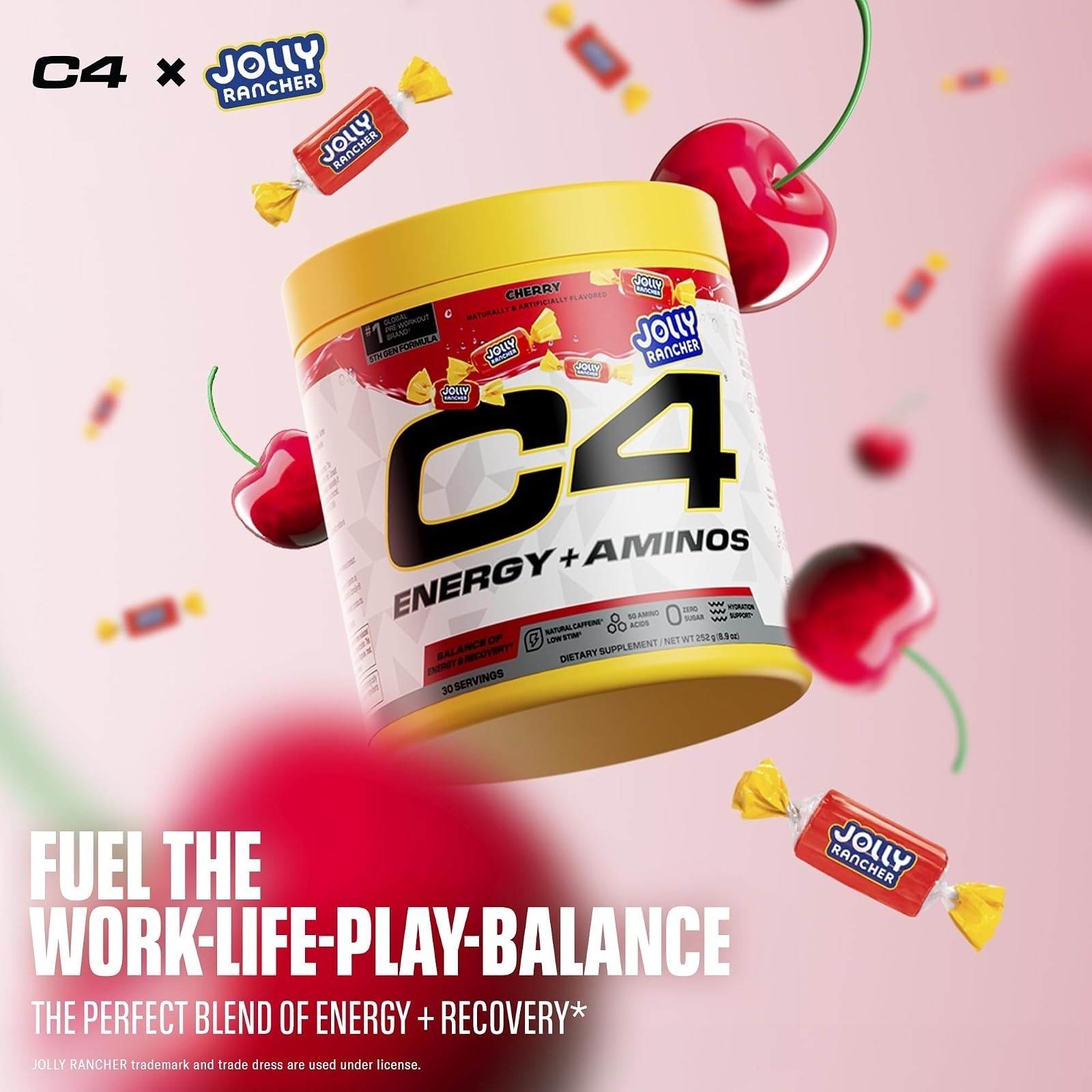 C4 Energy + Aminos Powder Jolly Rancher Cherry – 30 Servings