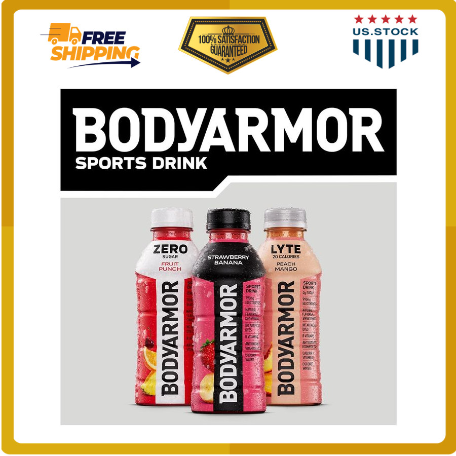 BODYARMOR 12 Pack Strawberry Banana Sports Drink 16oz Electrolyte Hydration