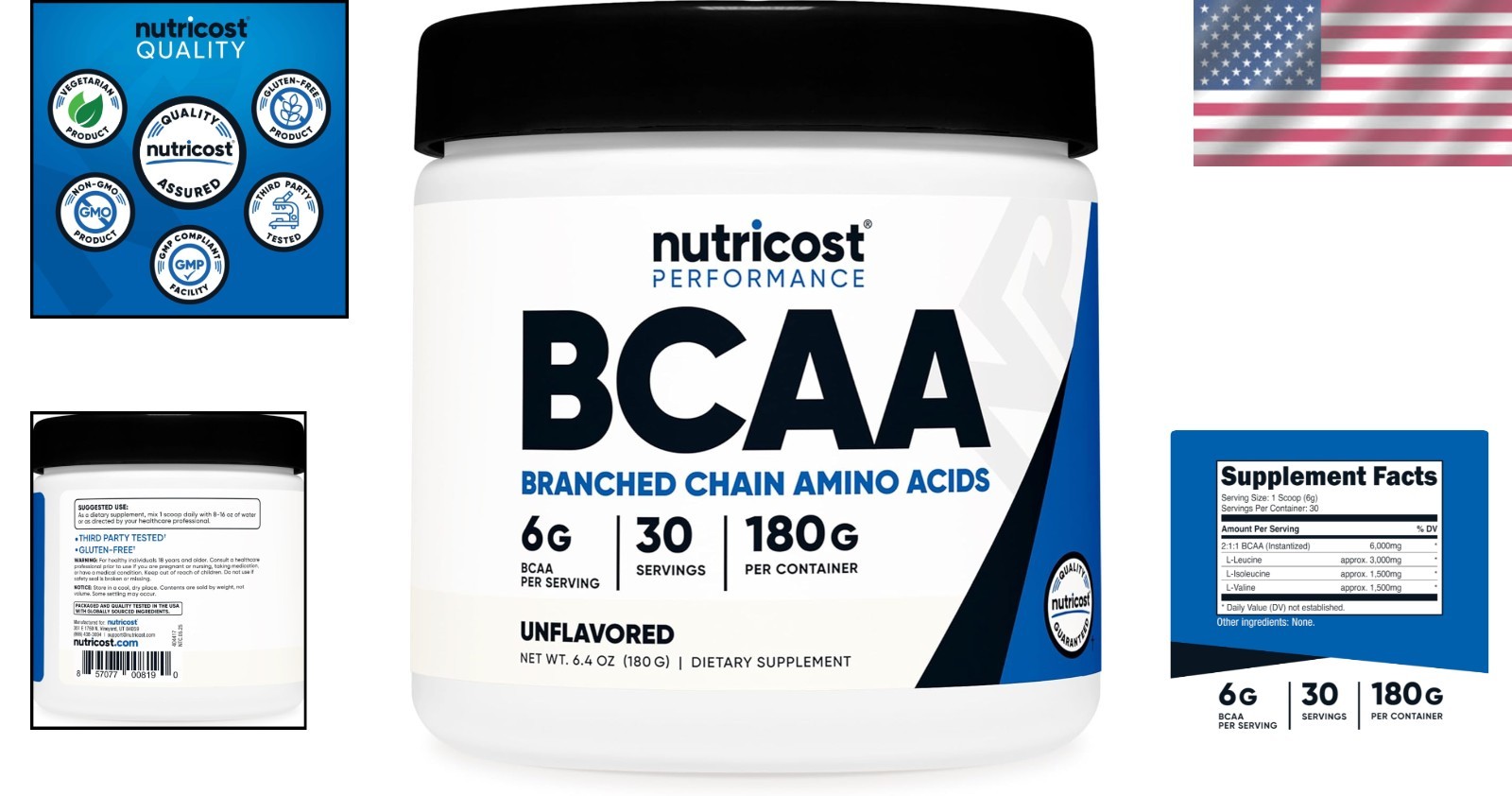 BCAA Powder 6.35 Oz – Optimal 2:1:1 Ratio, Non-GMO, 30 Servings for Performance