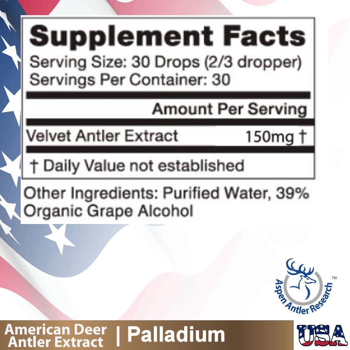 Deer Antler Velvet Extract IGF-1 Palladium 150mg 100% American Antler Velvet!