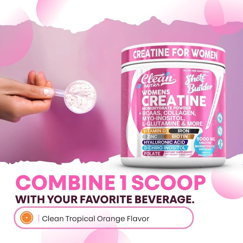 Clean Nutra Creatine for Women with BCAA Collagen & Crucial Vitamins Premium