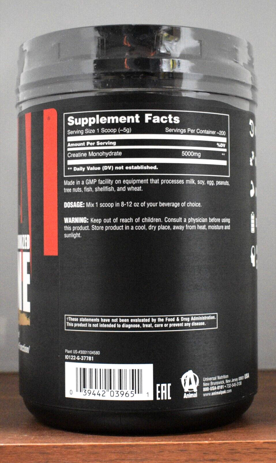 Animal Micronized Creatine Monohydrate Powder 1KG 2.2lb 1000g 200 Servings