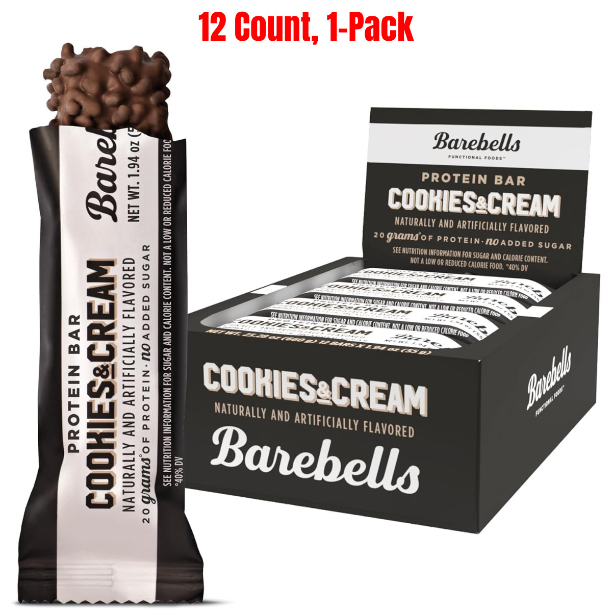 Barebells Protein Bar Cookies & Cream 12 Bars Barebell Bars, Free Shipping, New