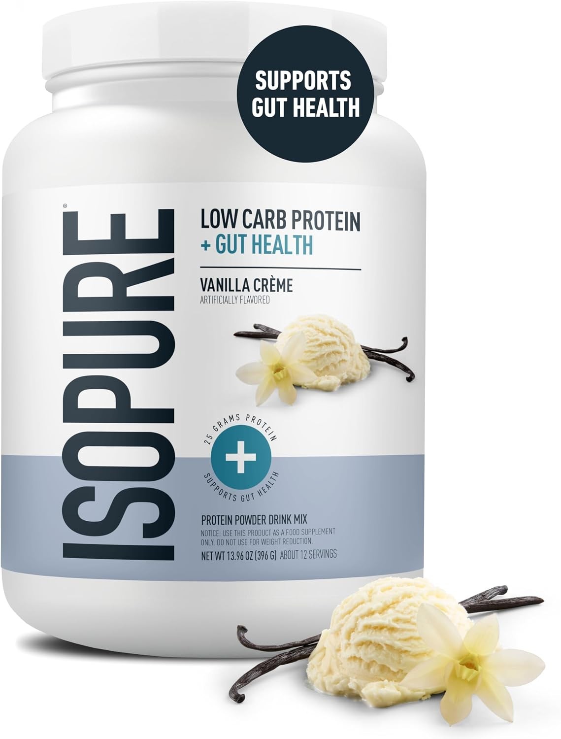 Isopure Protein Powder Vanilla Creme 25g Whey Prebiotics Vitamins 12 Servings
