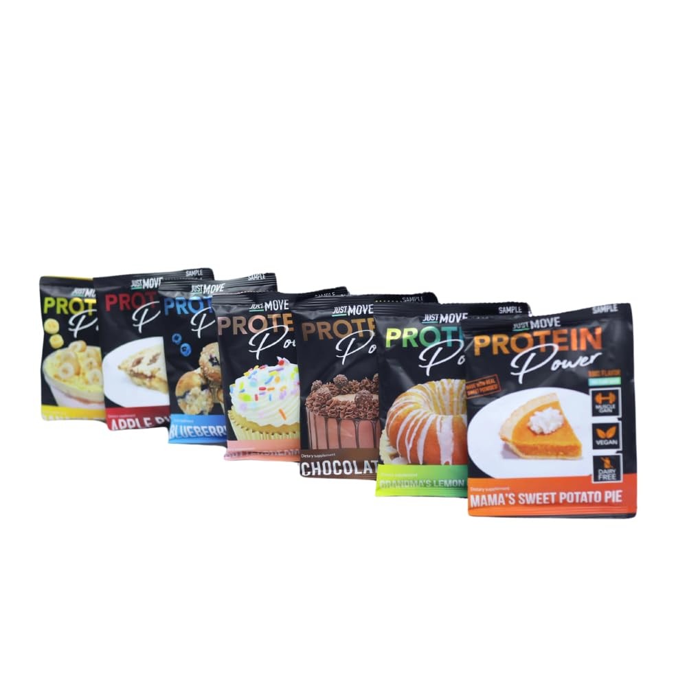 Just Move Protein Sample Pack Bundle – 7 Flavors 1 Ounce (Pack of 1)